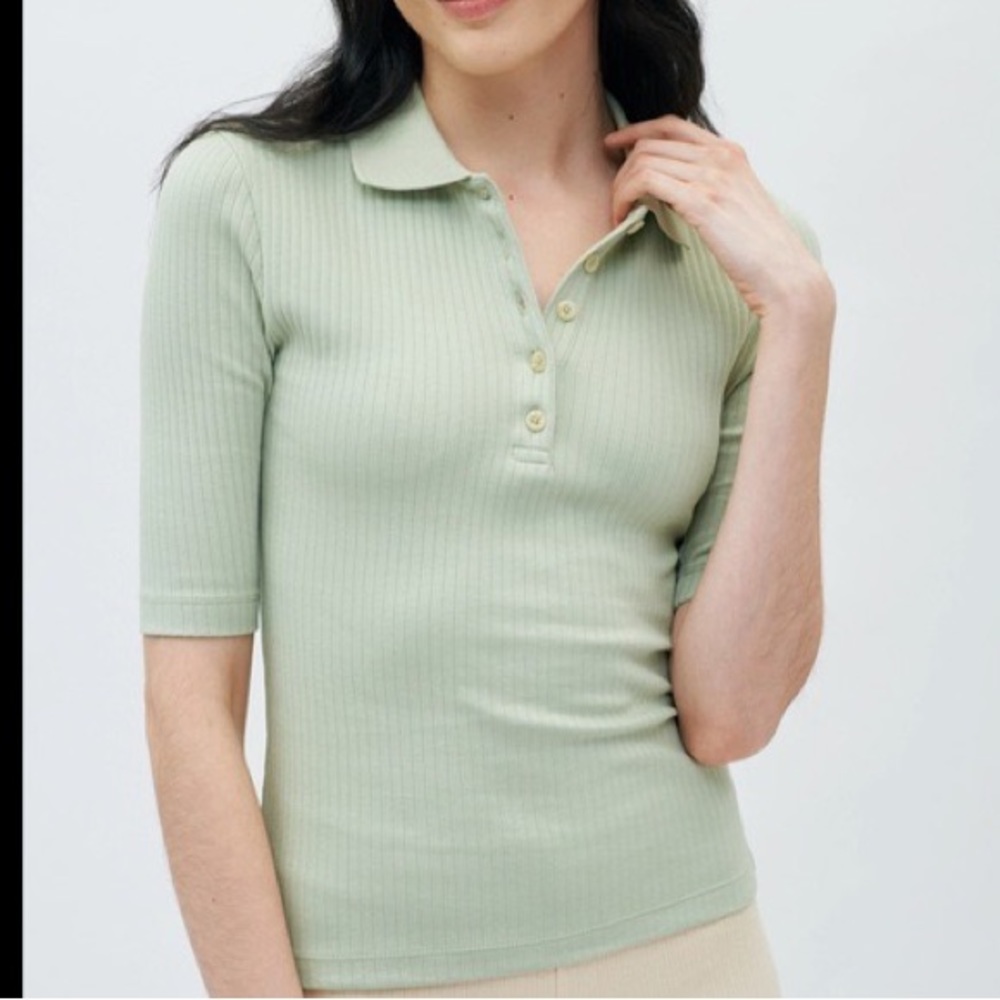 KOTN Ribbed Collared Green Shirt - size L
